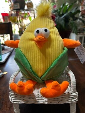 Way To Celebrate Small Corn Chicken Wearing A Corn Husk NWT Velvety Soft